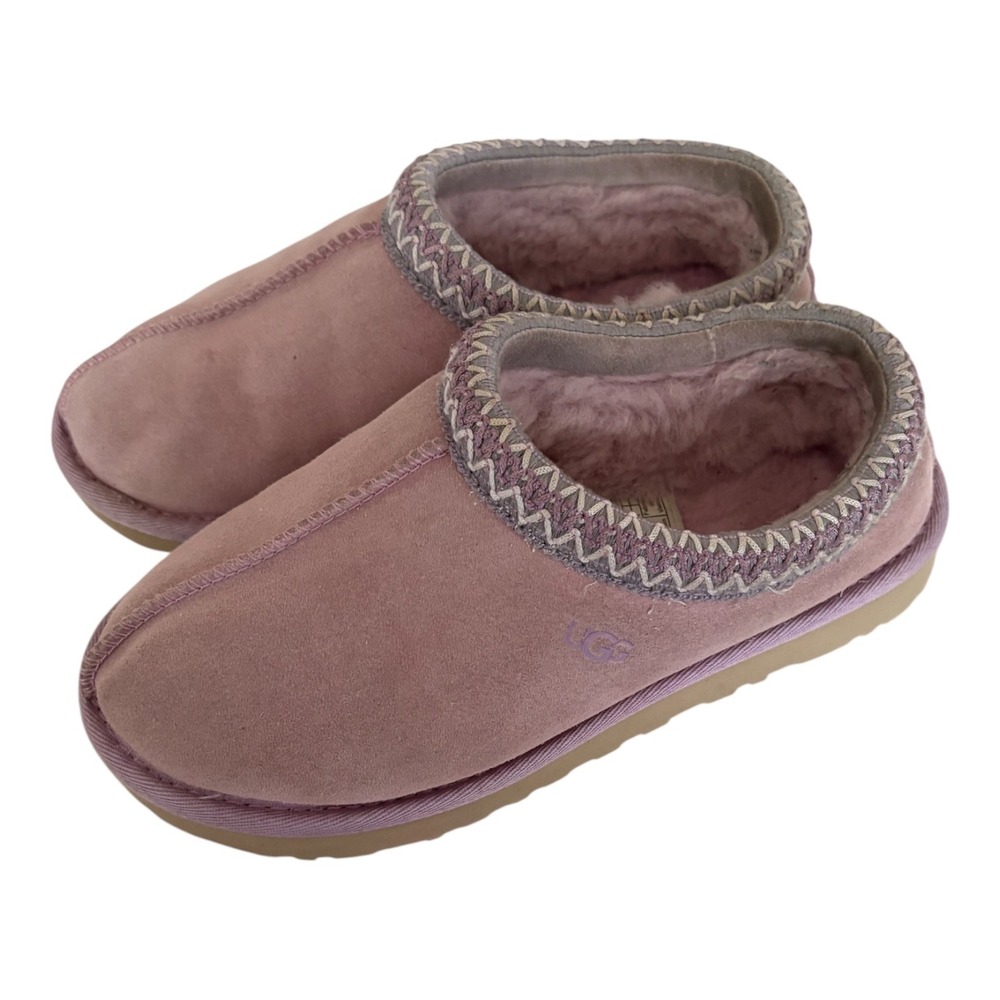 UGG Tasman Suede Slippers Lavender Purple Sheepskin Lining Women 6 5955